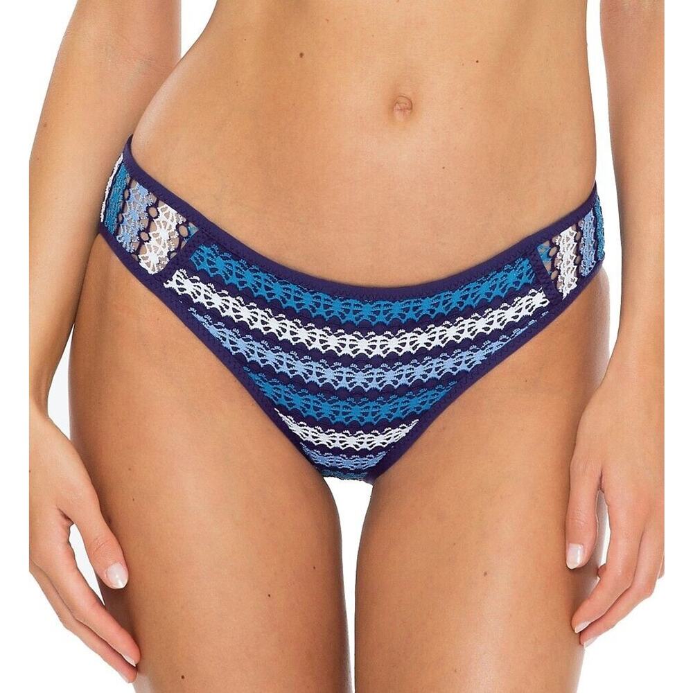 NWT Becca Bikini Bottoms Small Driftwood Adela‎ Hipster Swim Blue Crochet